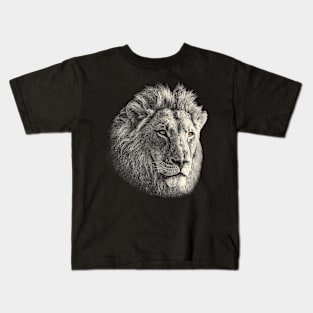 Lion Face in Vintage Sepia Kids T-Shirt